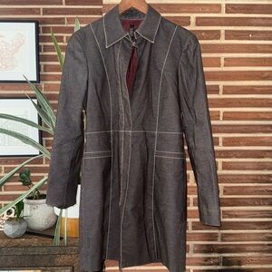 Laundry by Shelli segal brwon denim raincoat jacket trenchcoat size 4 by intake